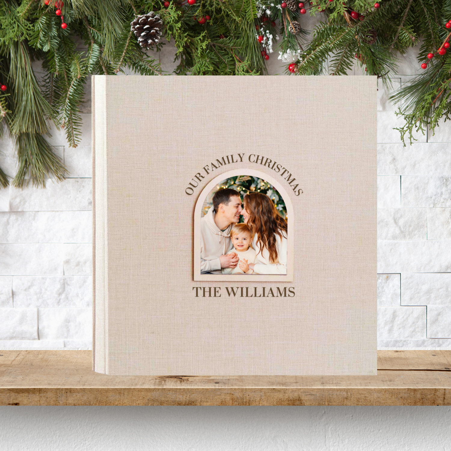 Personalised Christmas Photo Album - Arch Window Design 1