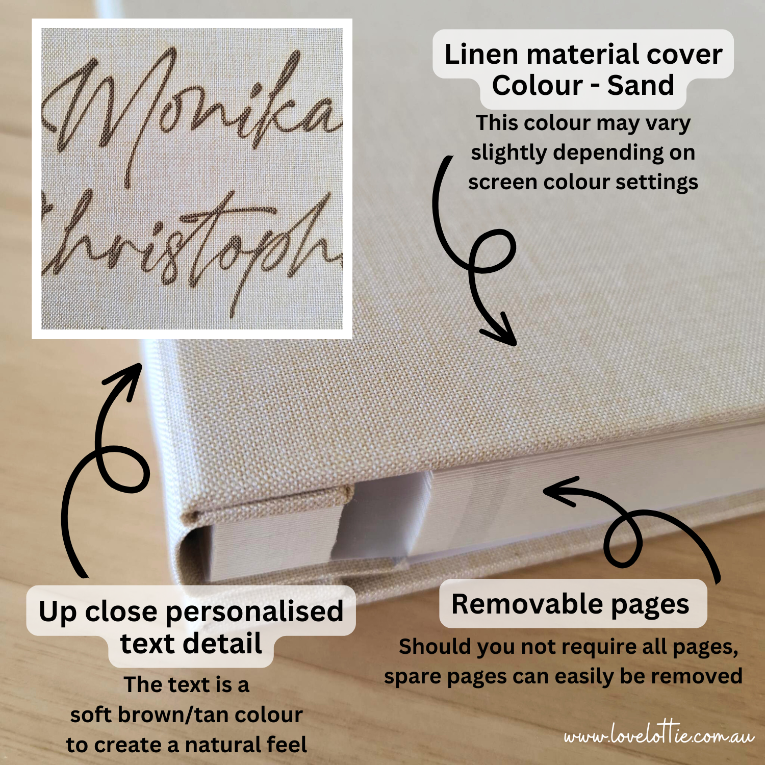 Personalised Linen Wedding Photo Album - Wedding Anniversary Gift - Couple Engagement Names and Date - Photo Frame Cover