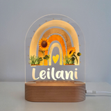 Personalised Gifts Night Light for Kids - Printed Sunflower Rainbow