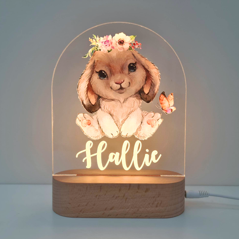 Personalised Gifts Night Light for Kids - Printed Bunny Rabbit