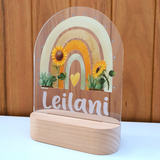 Personalised Gifts Night Light for Kids - Printed Sunflower Rainbow