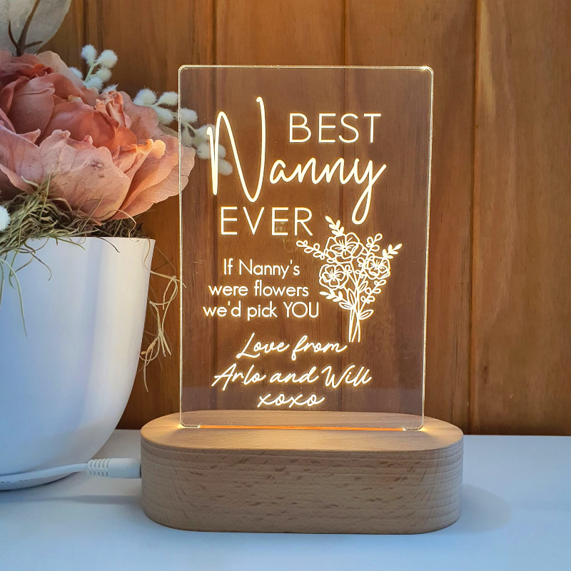 Mothers Day Gift Light Personalised - Best Nanny Ever Bouquet