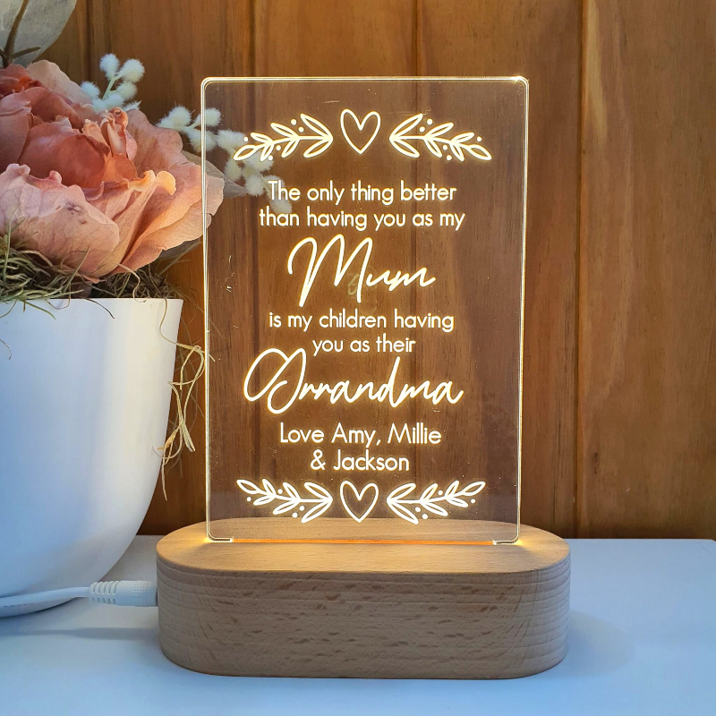 Mothers Day Gift Light Personalised - Mum and Grandma