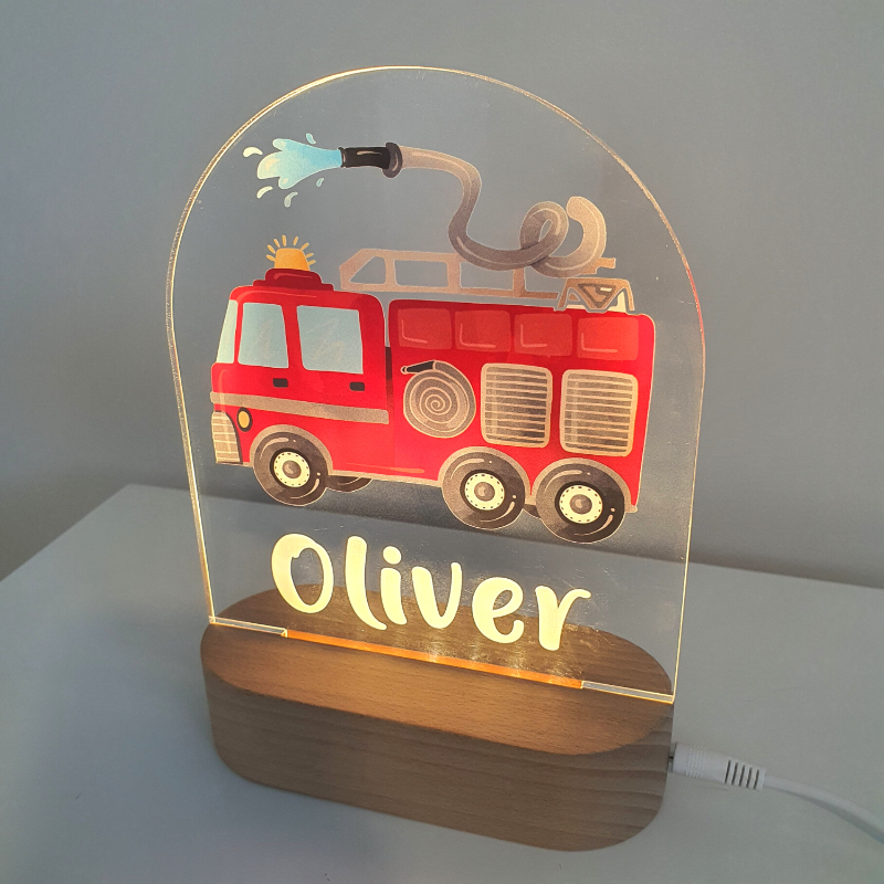 Personalised Gifts Night Light for Kids - Printed Fire Truck
