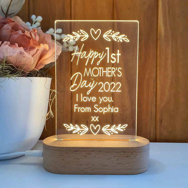 Mothers Day Gift Light Personalised - Happy 1st Mother's Day