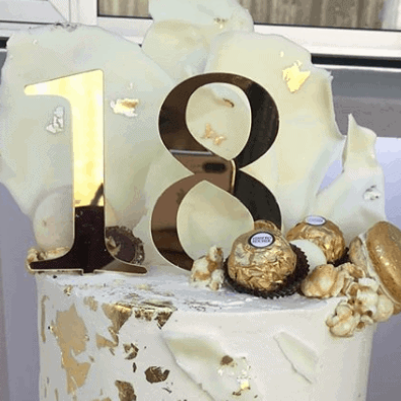 Number 8 Acrylic Gold Mirror Birthday Cake Topper