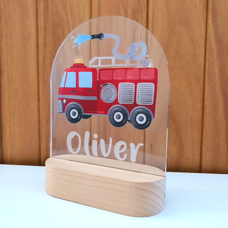 Personalised Gifts Night Light for Kids - Printed Fire Truck