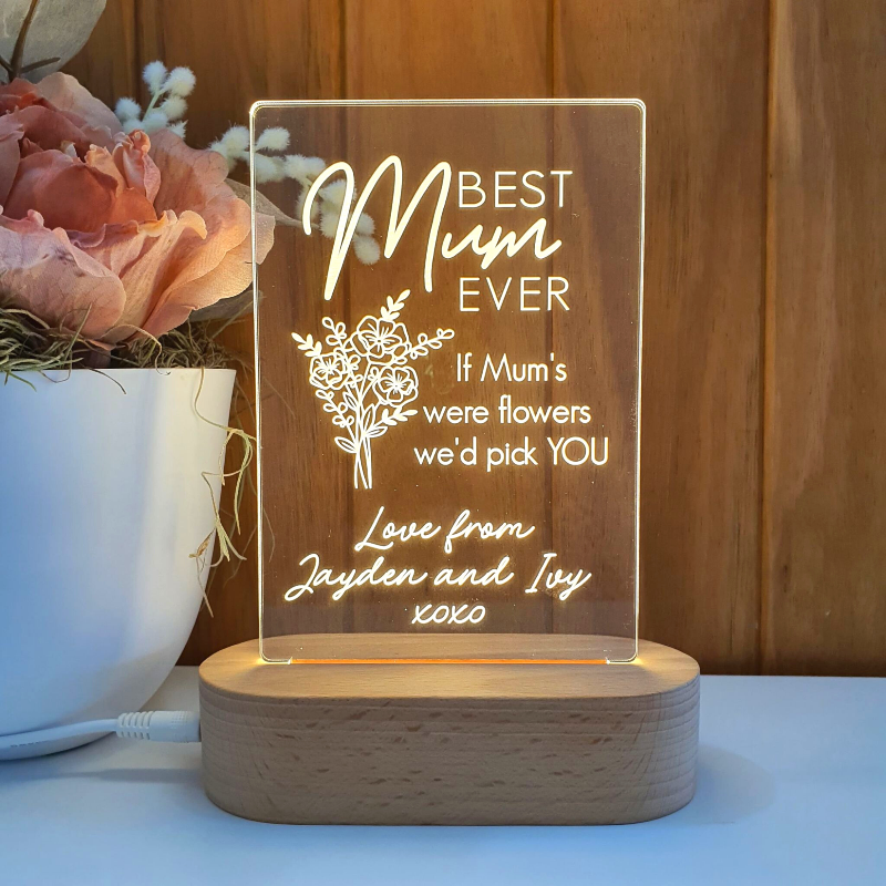 Mothers Day Gift Light Personalised - Best Mum Ever