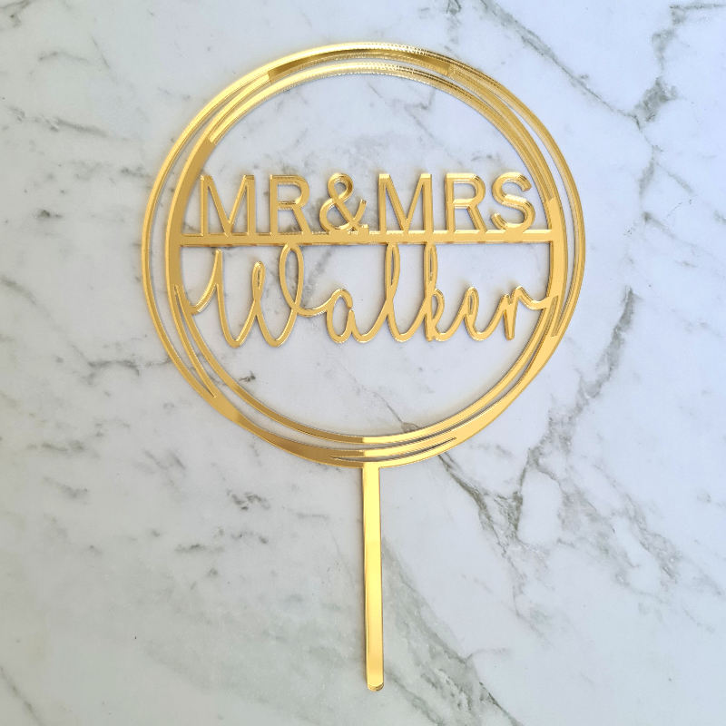 Custom Mr & Mrs Name Wedding Cake Topper - Walker