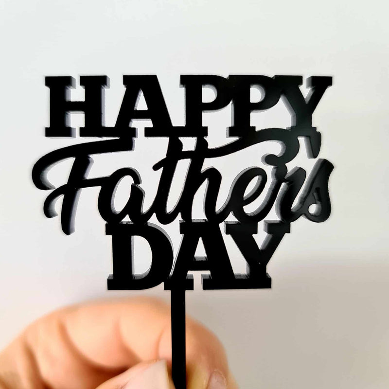 10 x Happy Father's Day Cupcake Toppers - Black
