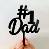 10 x # 1 Dad Cupcake Toppers - Black