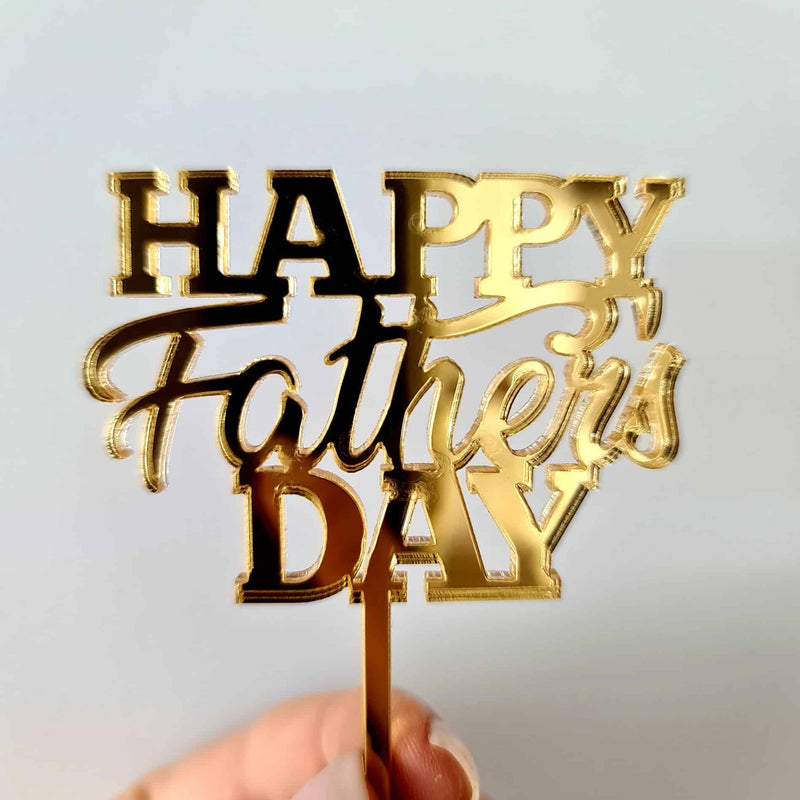 10 x Happy Father's Day Cupcake Toppers - Gold