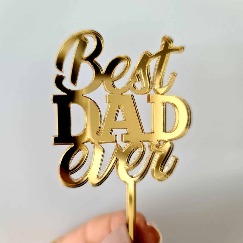 10 x Best DAD ever Cupcake Toppers - Gold