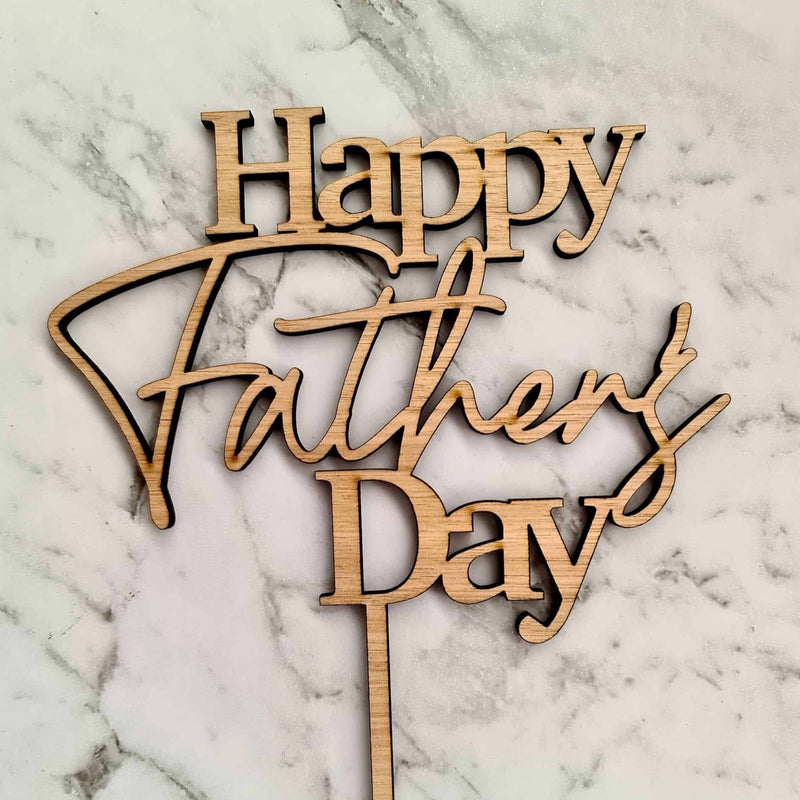 Happy Father's Day Cake Topper - Wood