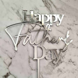 Happy Father's Day Cake Topper - Silver