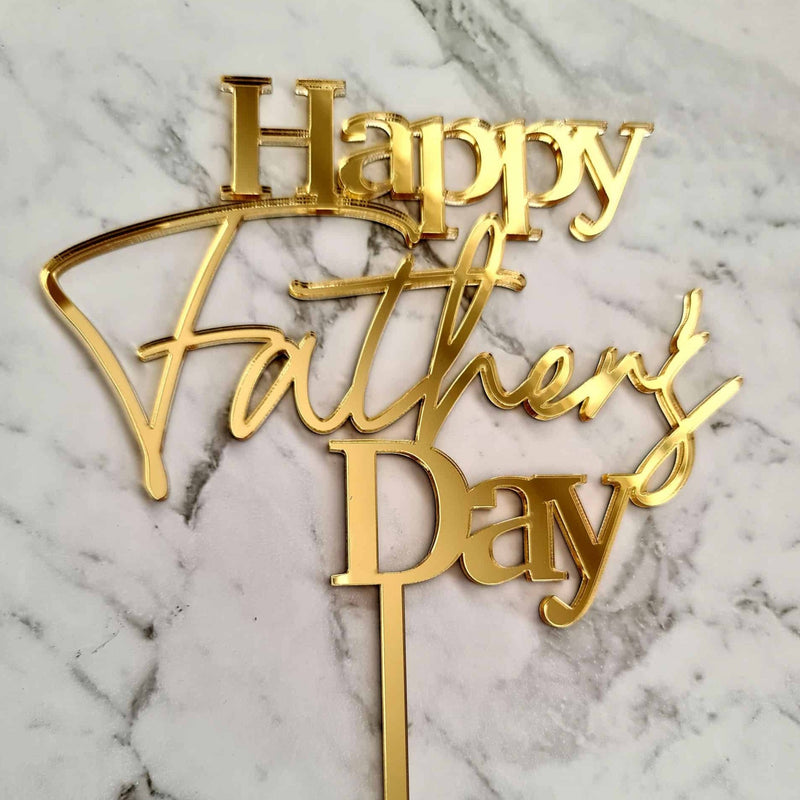 Happy Father's Day Cake Topper - Gold