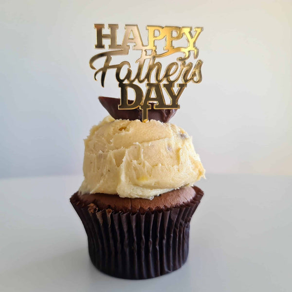 10 x Happy Father's Day Cupcake Toppers - Gold