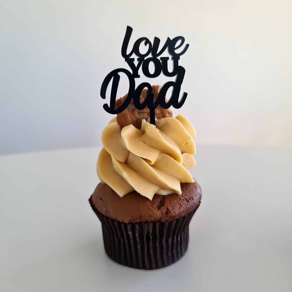 10 x Love You Dad Cupcake Toppers - Black