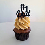 10 x # 1 Dad Cupcake Toppers - Black