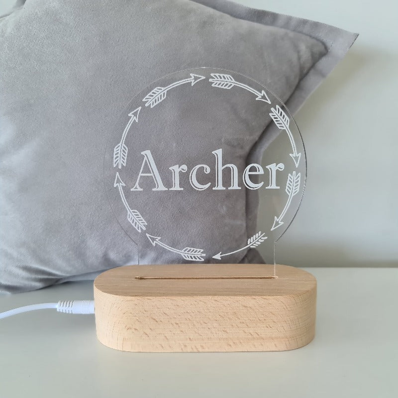 Nursery Decor Night Light Custom Name Arrow