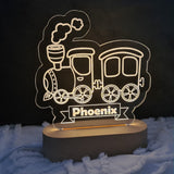Nursery Decor Night Light Custom Name Train