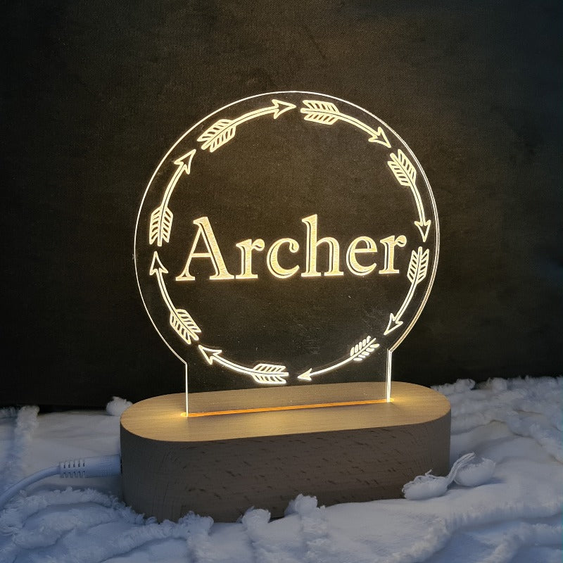 Nursery Decor Night Light Custom Name Arrow