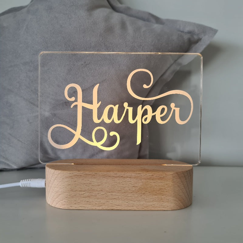 Personalised Baby Night Light - Swirl Name
