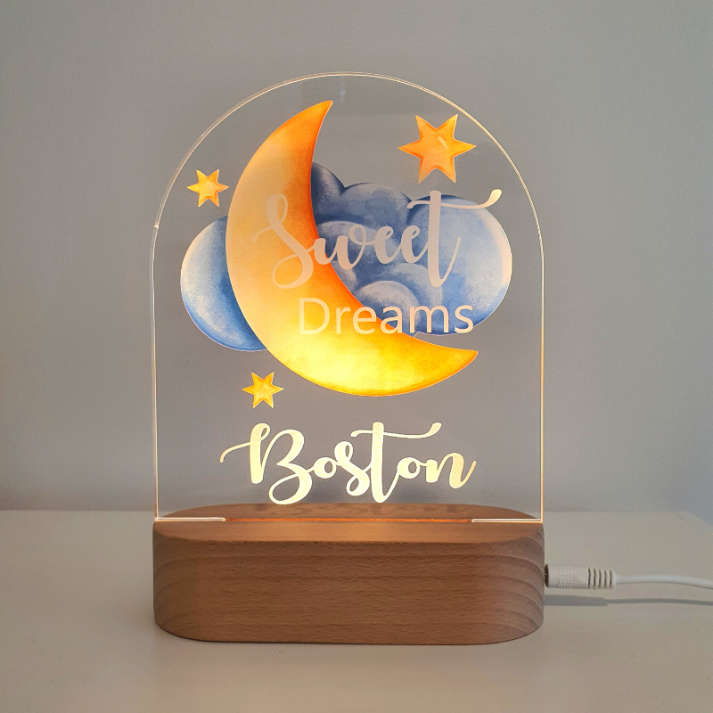 Personalised Gifts Night Light for Kids - Printed Cloud Moon