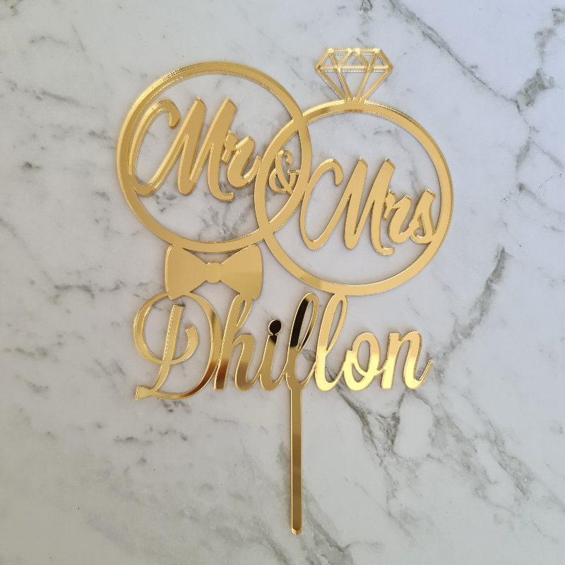 Custom Mr & Mrs Name Wedding Cake Topper - Dhillon