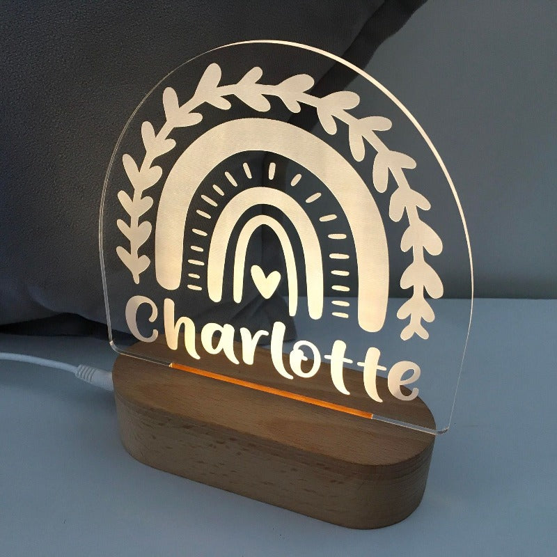 Personalised Kids Night Light - Flourish Rainbow