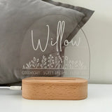 Personalised Kids Night Light - Flower Bed Willow