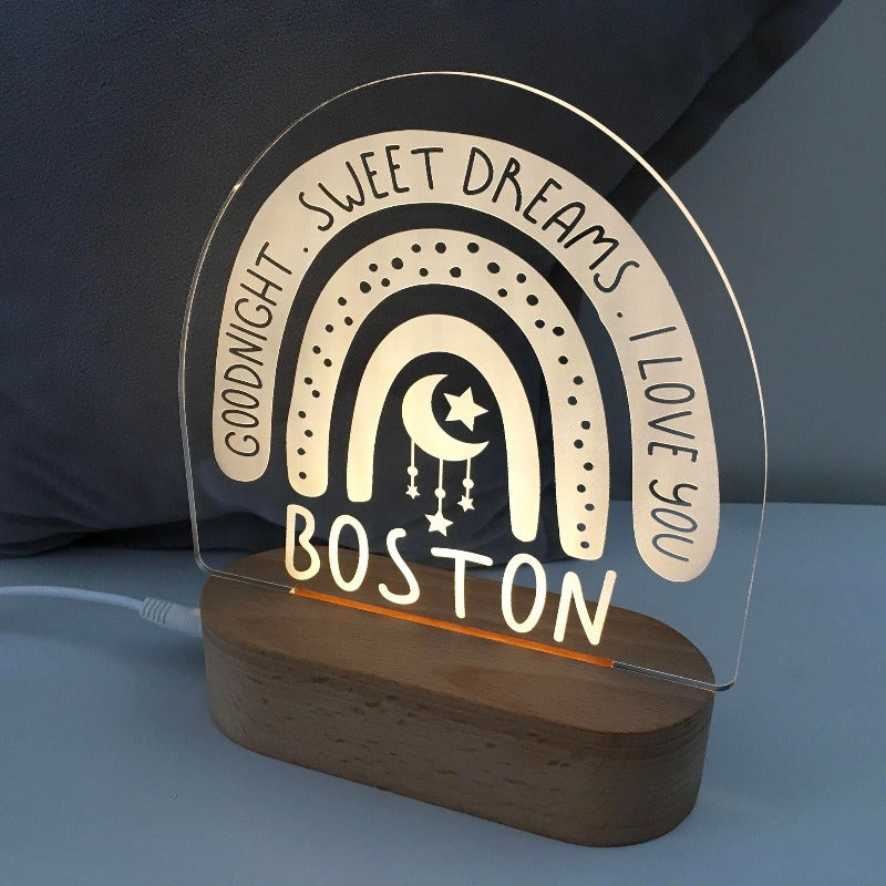 Personalised Kids Night Light - Sweet Dreams Rainbow