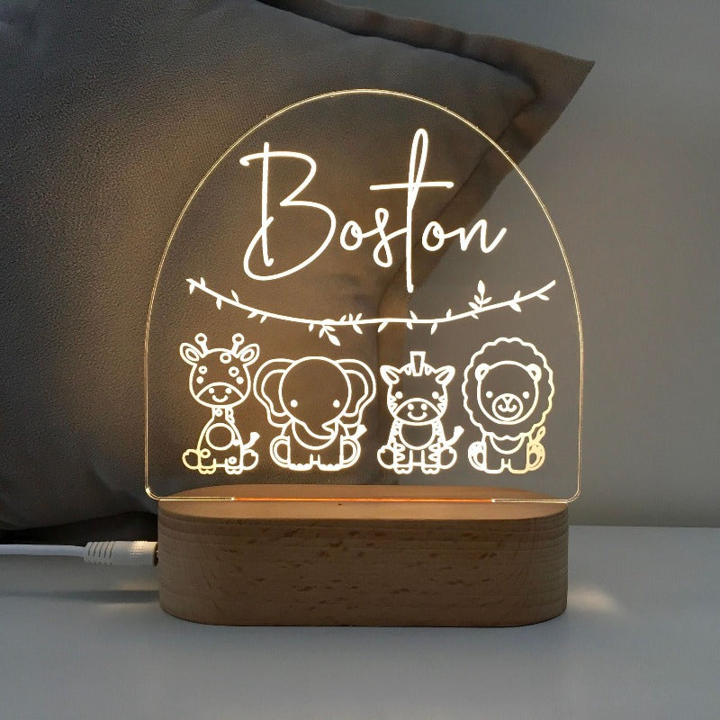 Personalised Kids Night Light - Safari