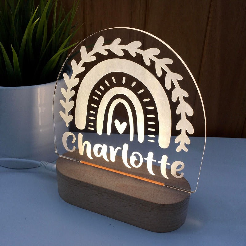 Personalised Kids Night Light - Flourish Rainbow