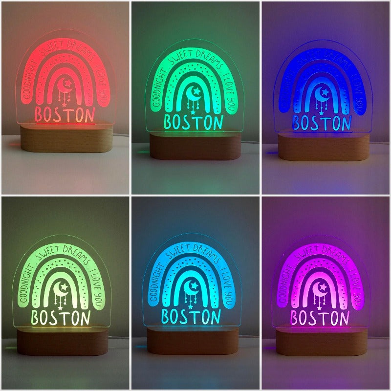 Personalised Kids Night Light - Sweet Dreams Rainbow