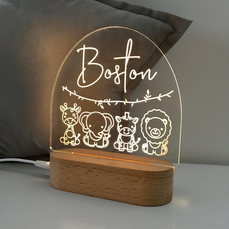 Personalised Kids Night Light - Safari