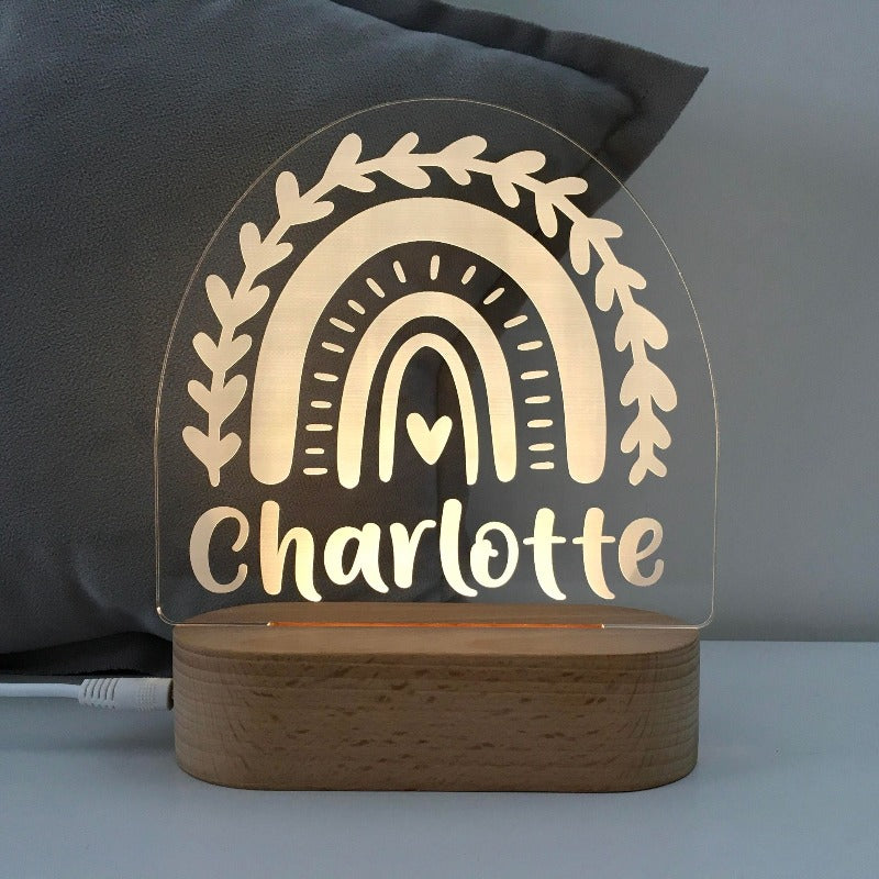 Personalised Kids Night Light - Flourish Rainbow