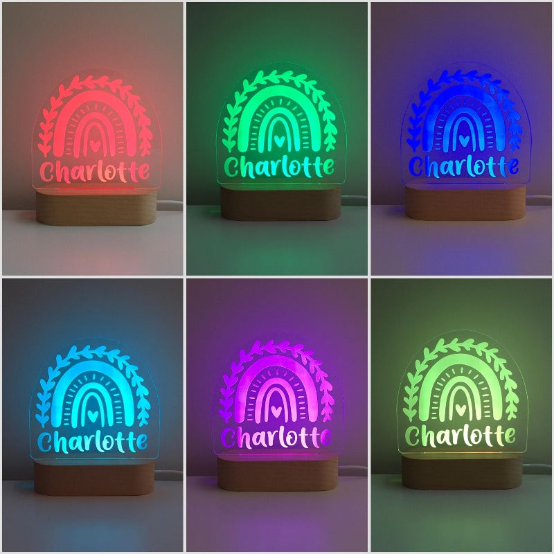 Personalised Kids Night Light - Flourish Rainbow