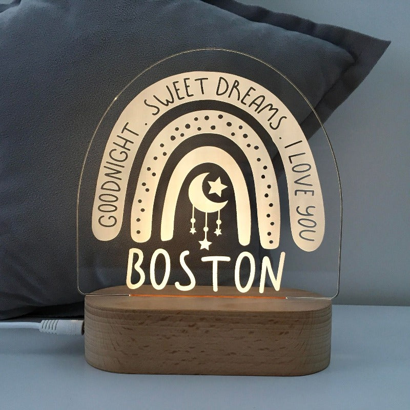 Personalised Kids Night Light - Sweet Dreams Rainbow