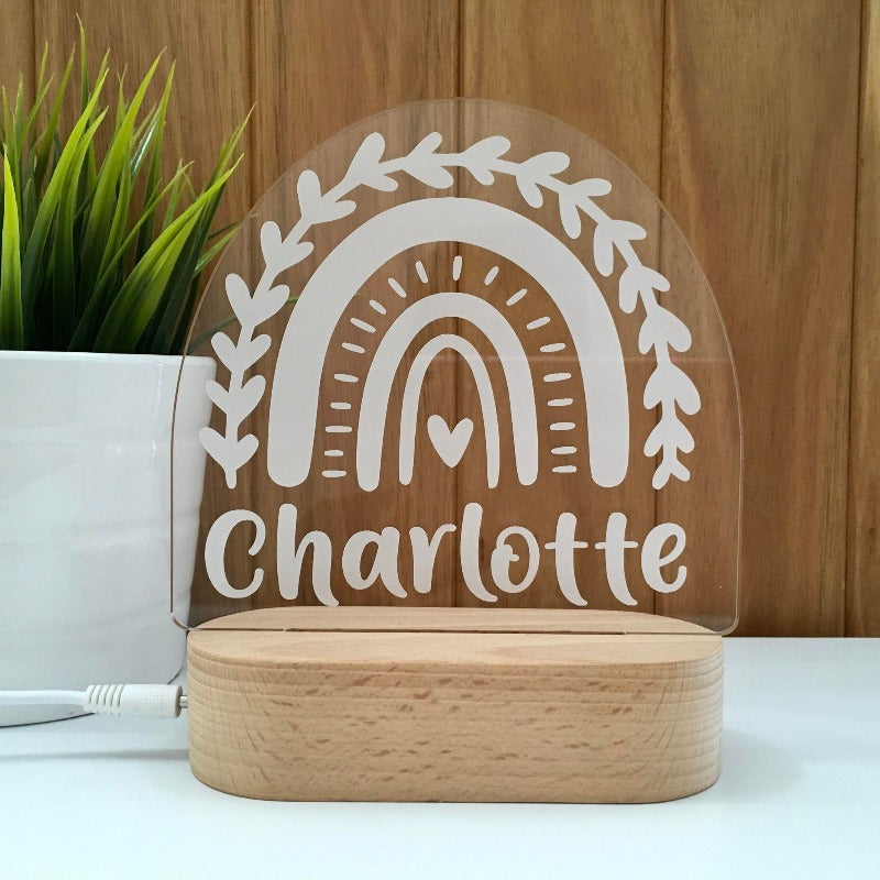 Personalised Kids Night Light - Flourish Rainbow