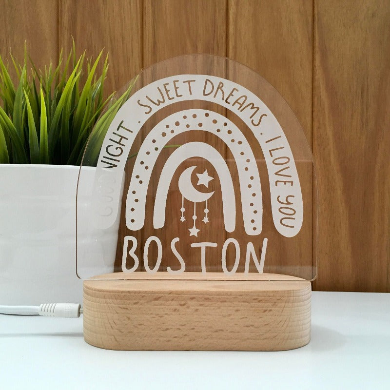 Personalised Kids Night Light - Sweet Dreams Rainbow