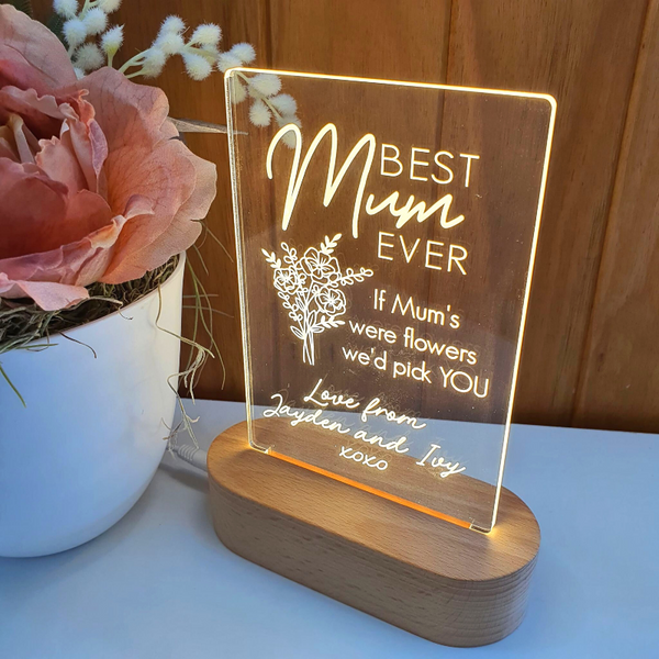 Mothers Day Gift Light Personalised - Best Mum Ever
