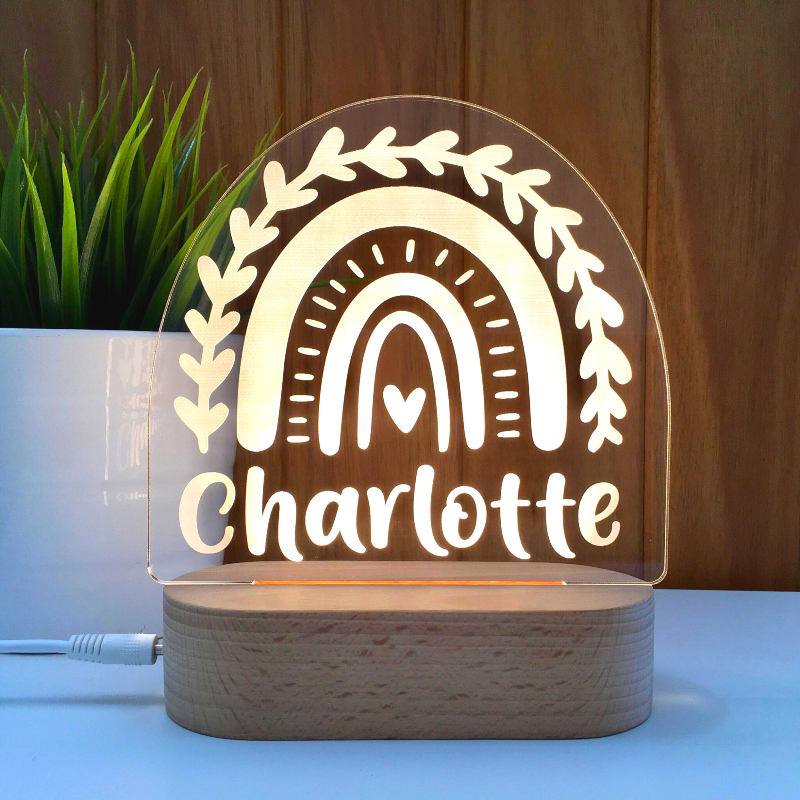 Personalised Kids Night Light - Flourish Rainbow