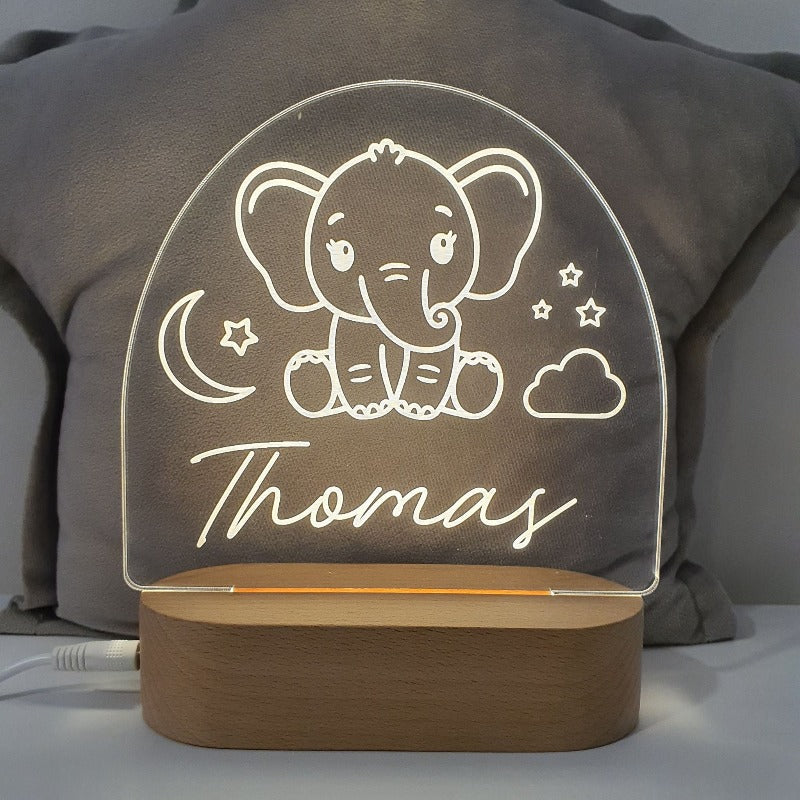 Personalised Baby Night Light - Elephant Light Boy