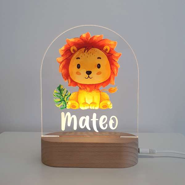 Personalised Gifts Night Light for Kids - Printed Safari Lion