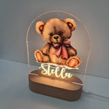 Personalised Gifts Night Light for Kids - Printed Teddy Pink