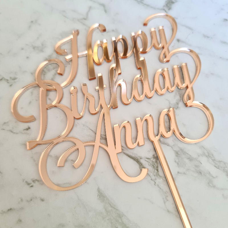Custom Happy Birthday Cake Topper - Anna