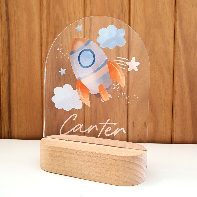 Personalised Gifts Night Light for Kids - Printed Rocket