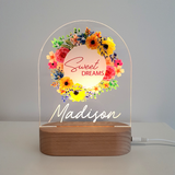 Personalised Gifts Night Light for Kids - Printed Bright Flowers