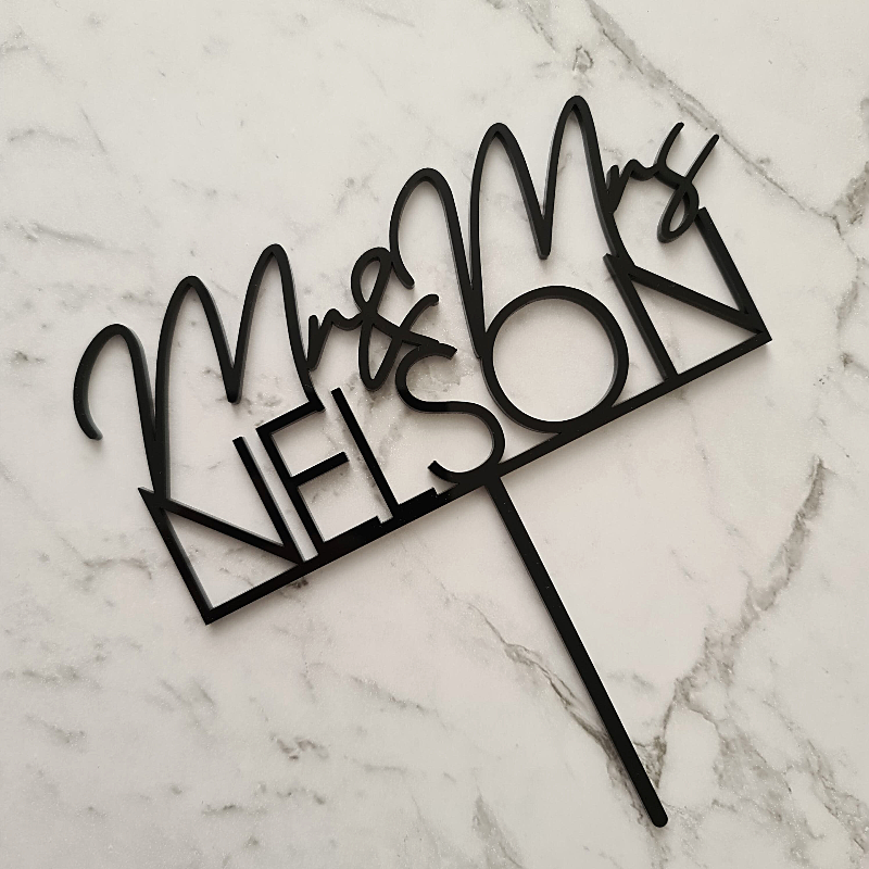 Custom Mr & Mrs Name Wedding Cake Topper - Nelson